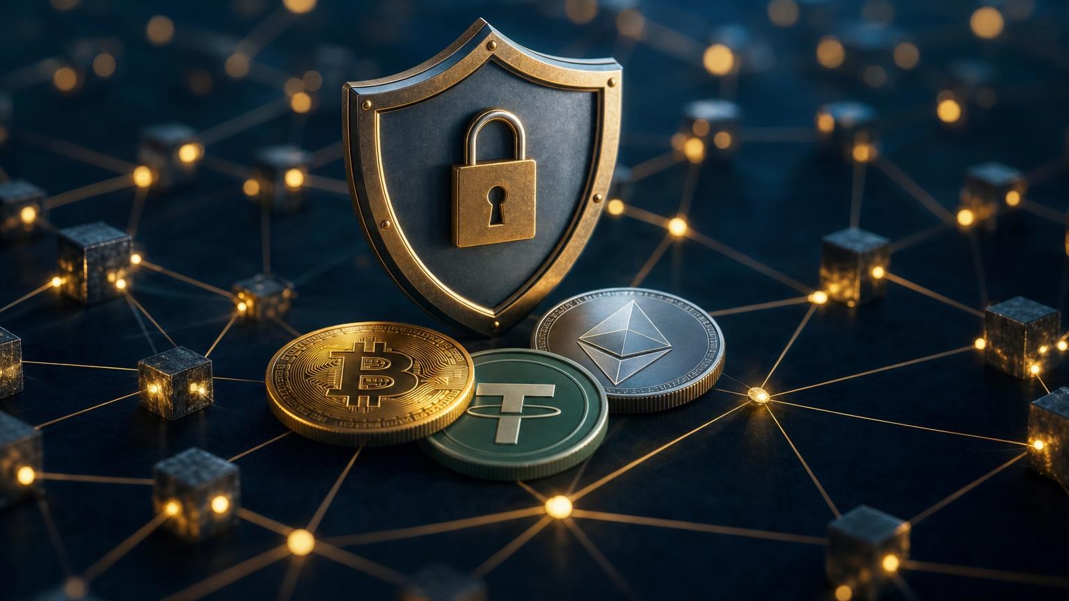 A crypto user verifies an exchange address, blockchain network, transaction hash, and support channel before transferring BTC, ETH, or USDT